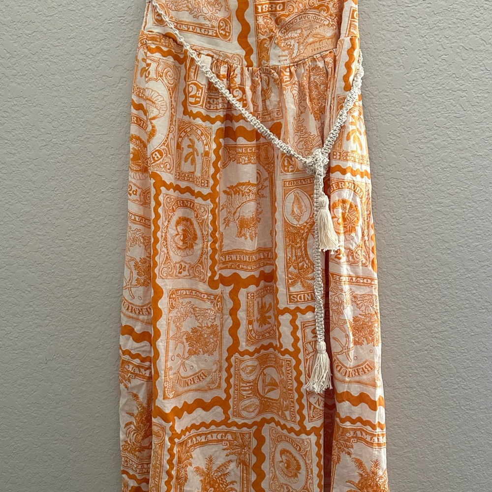 Nicole Miller Orange and White Maxi Skirt